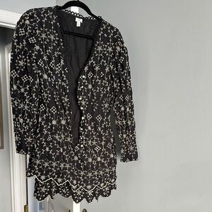 Black and White Embroidered Blouse